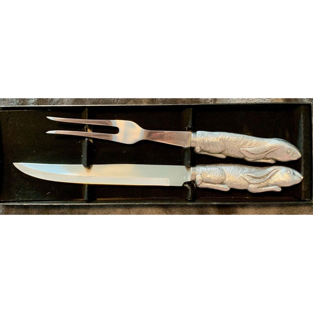 Arthur Court Designs Rabbit Carving Set Stainless Steel Taiwan MINT